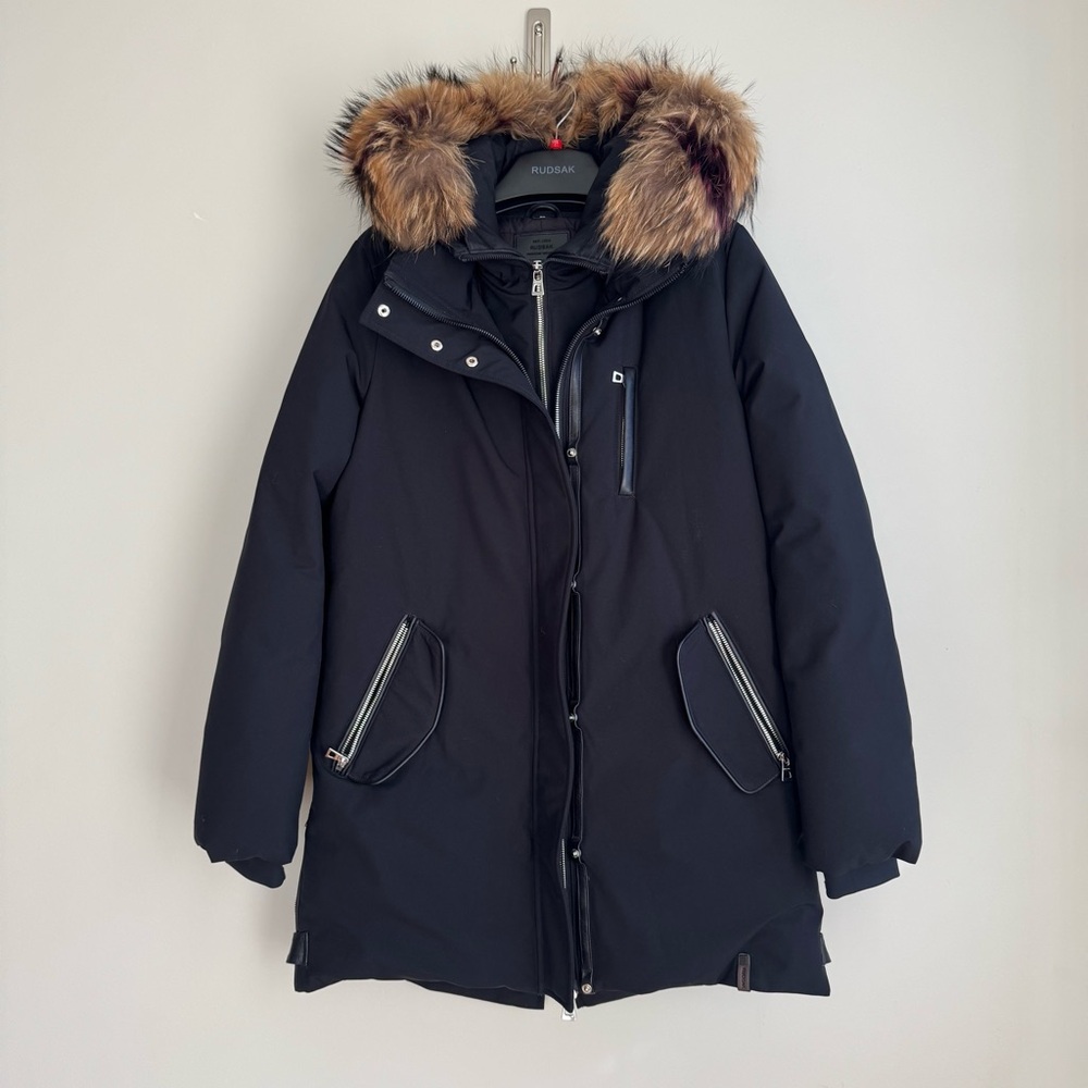 RUDSAK Down Winter Parka Convertible Removeable Hood and Fur Trim size Small